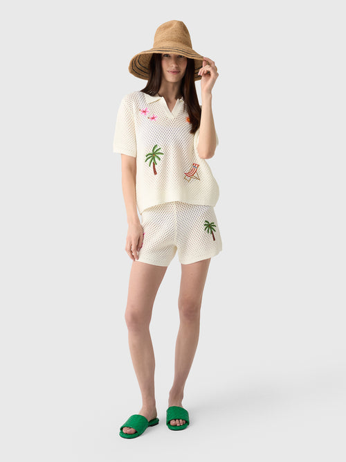 MC2 Saint Barth Women's Yvette Embroidered Knit Short