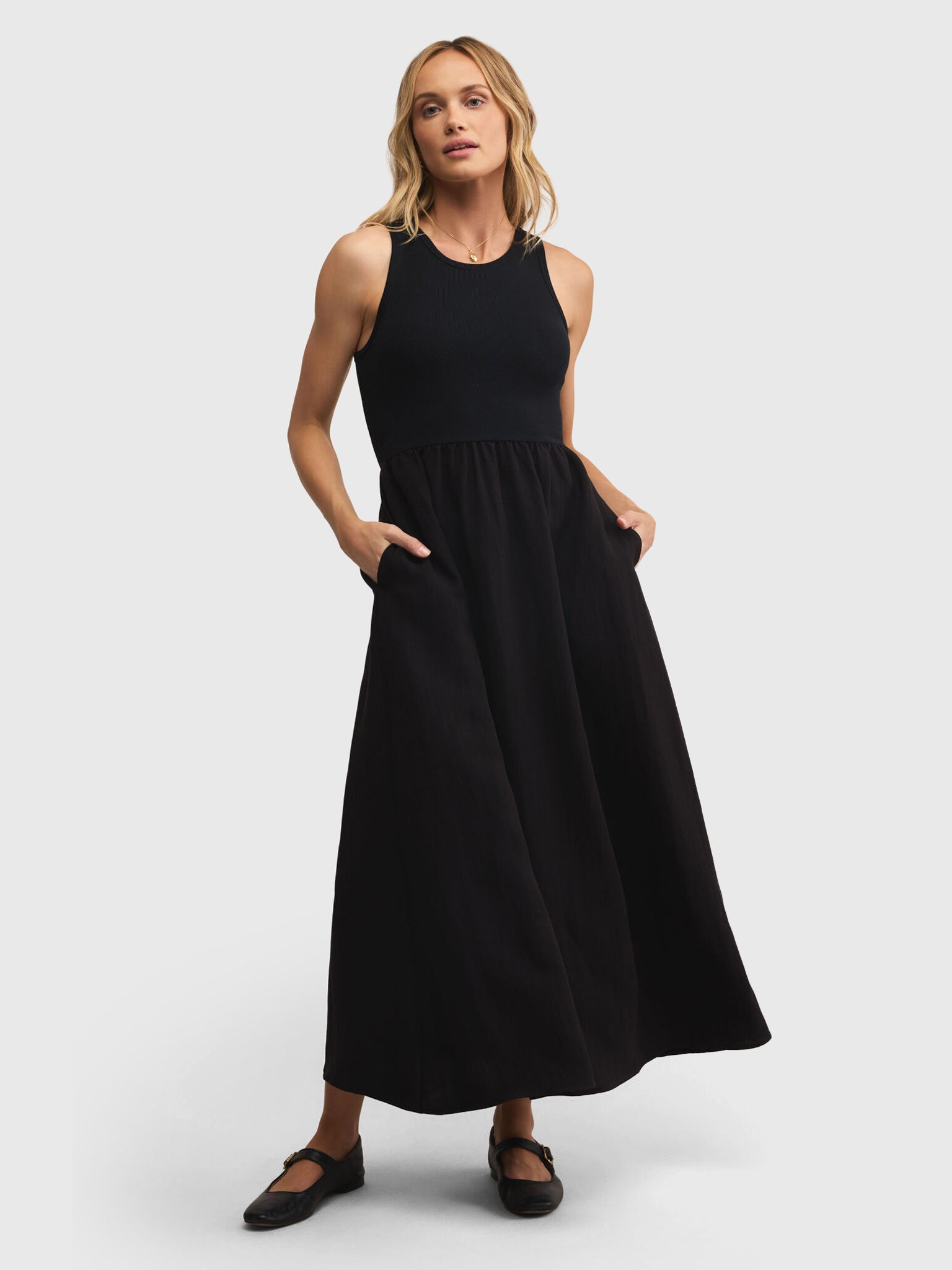 z supply women's palisades midi dress black Z Supply Blue Light Charlotte Midi Dress