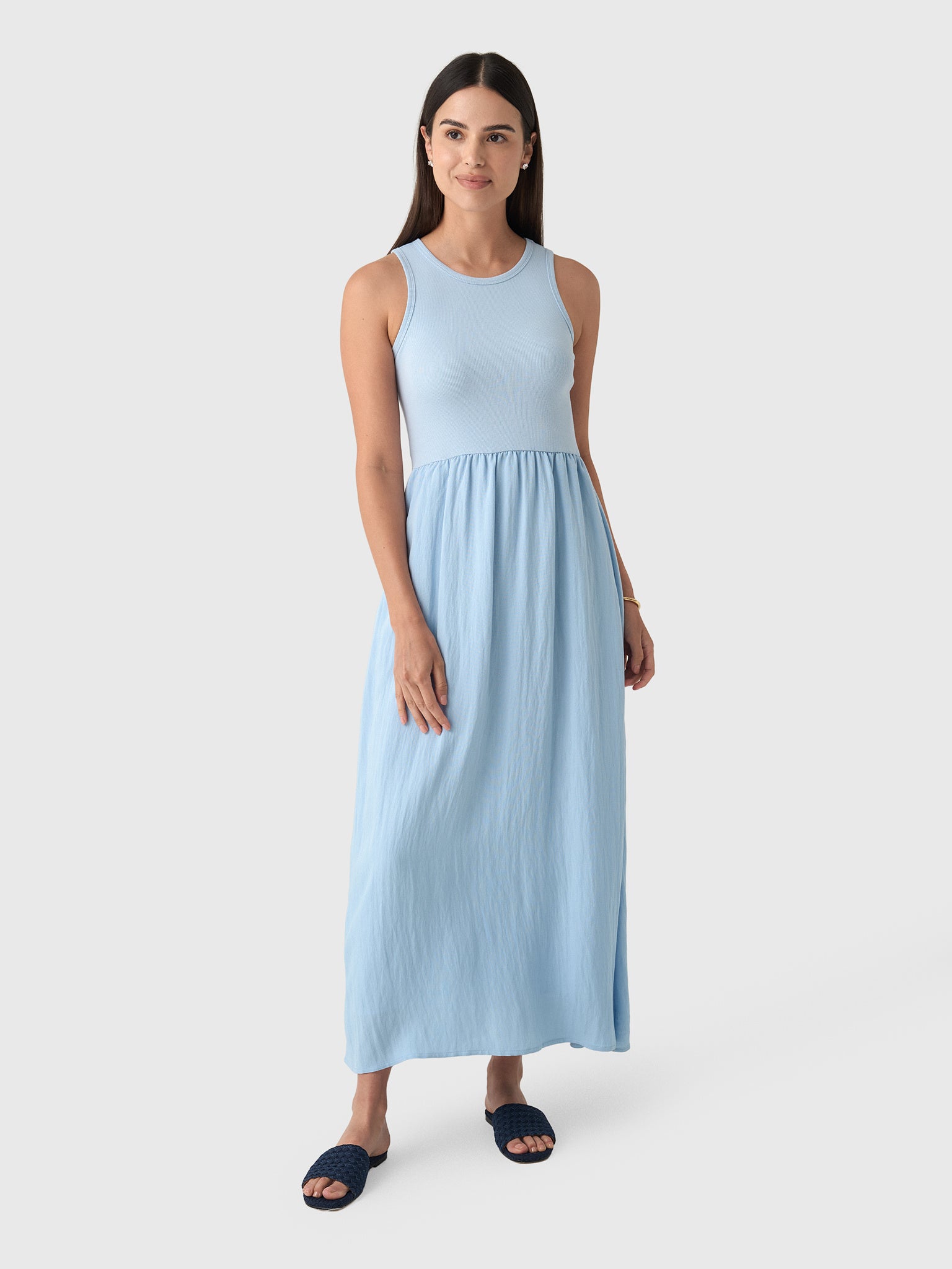 z supply women's palisades midi dress black Z Supply Blue Light Charlotte Midi Dress