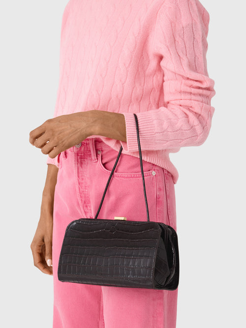 Loeffler Randall Zella Crocodile Leather Clutch