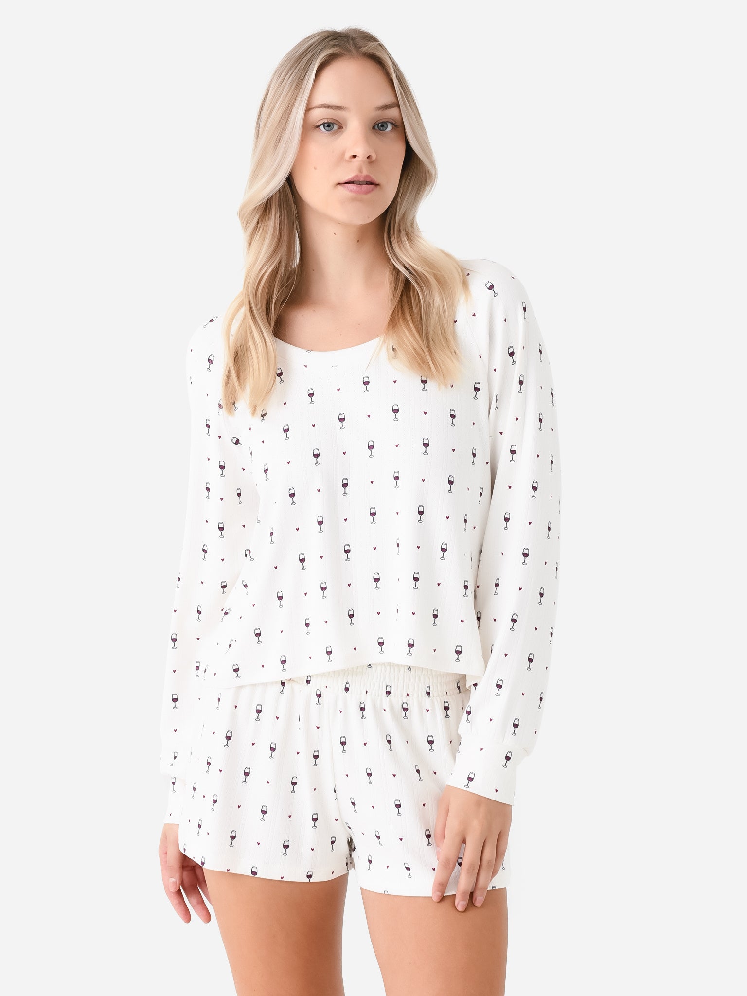 Z Supply Women's Cheers To Wine Long Sleeve Top - Saint Bernard