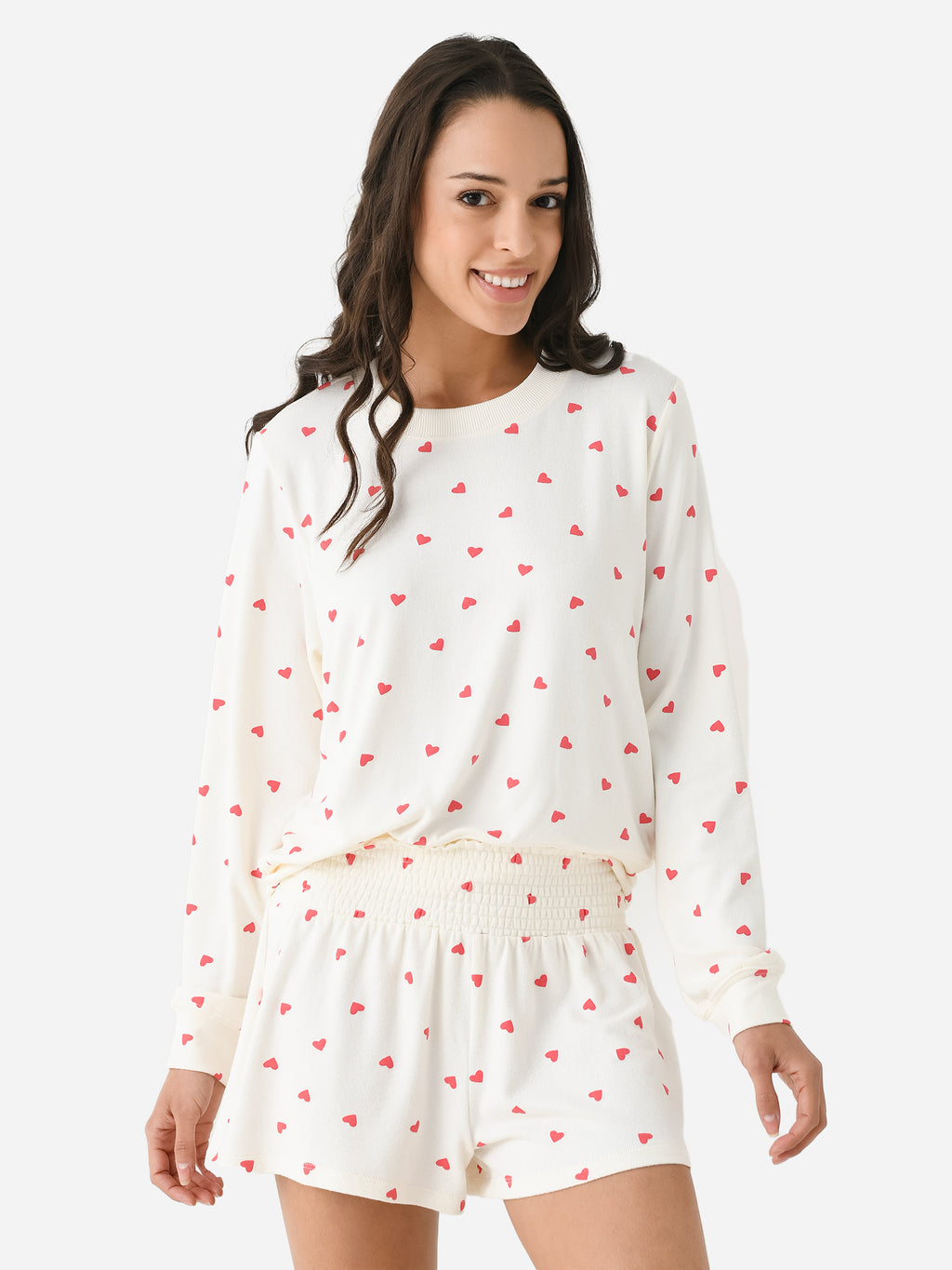 Z Supply Women's Be Mine Heart Long Sleeve Top - Saint Bernard