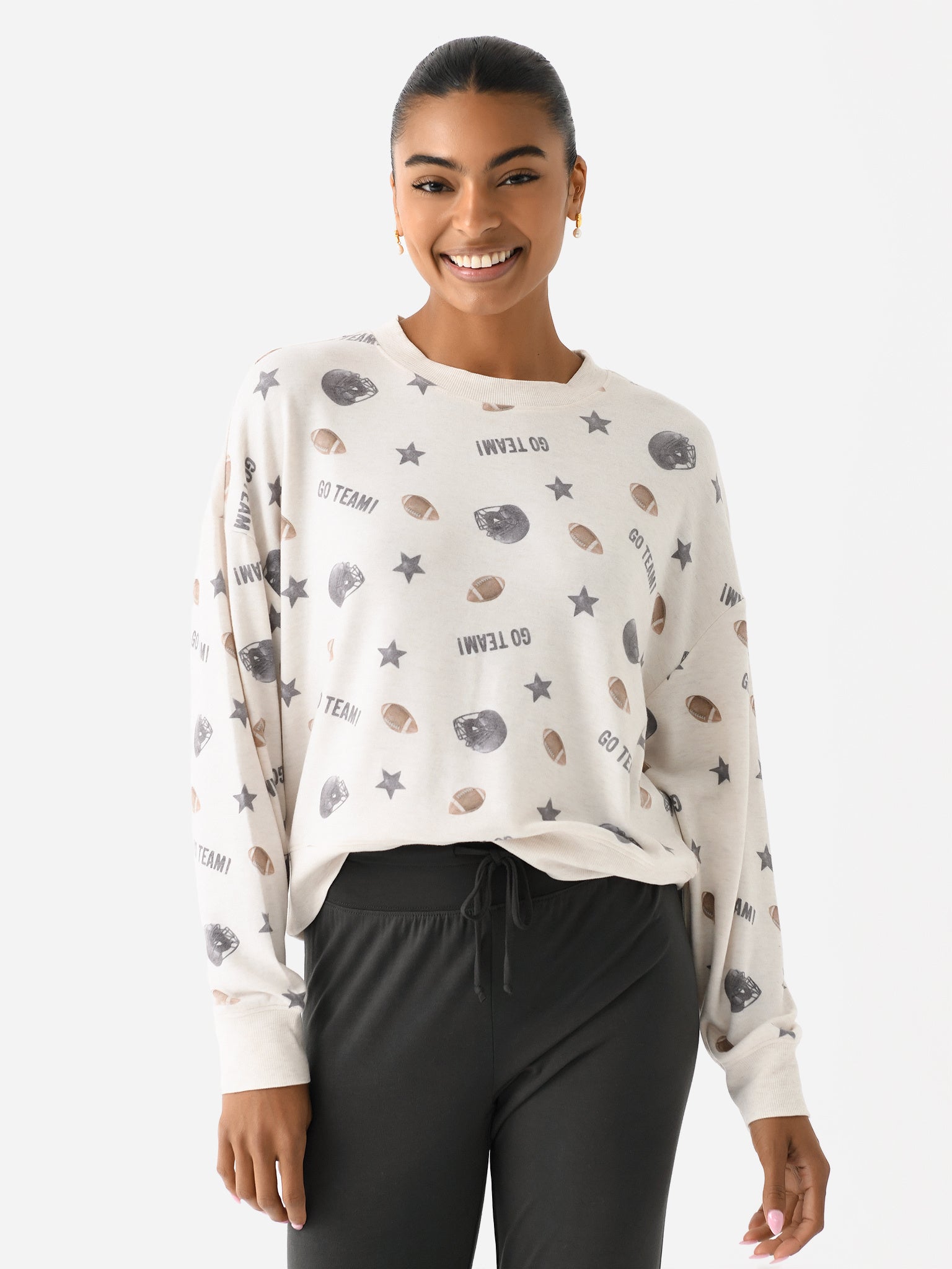 Z Supply Women's Football Star Long Sleeve Top - Saint Bernard