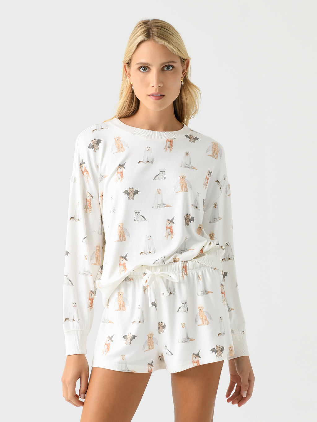 Z Supply Women's Hey Boo Dog Long Sleeve Top - Saint Bernard