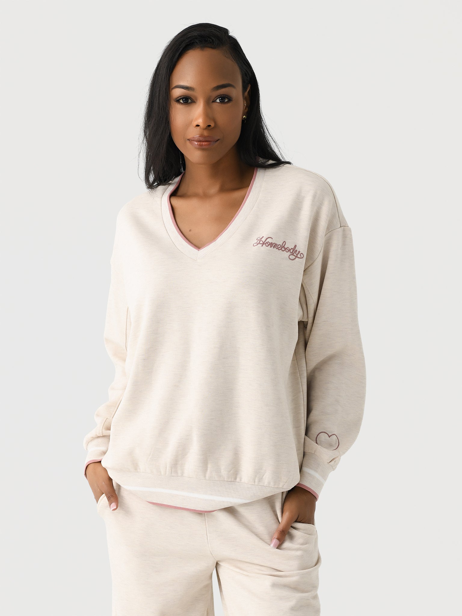 Z Supply Women's Homebody V-Neck Long Sleeve Top - Saint Bernard