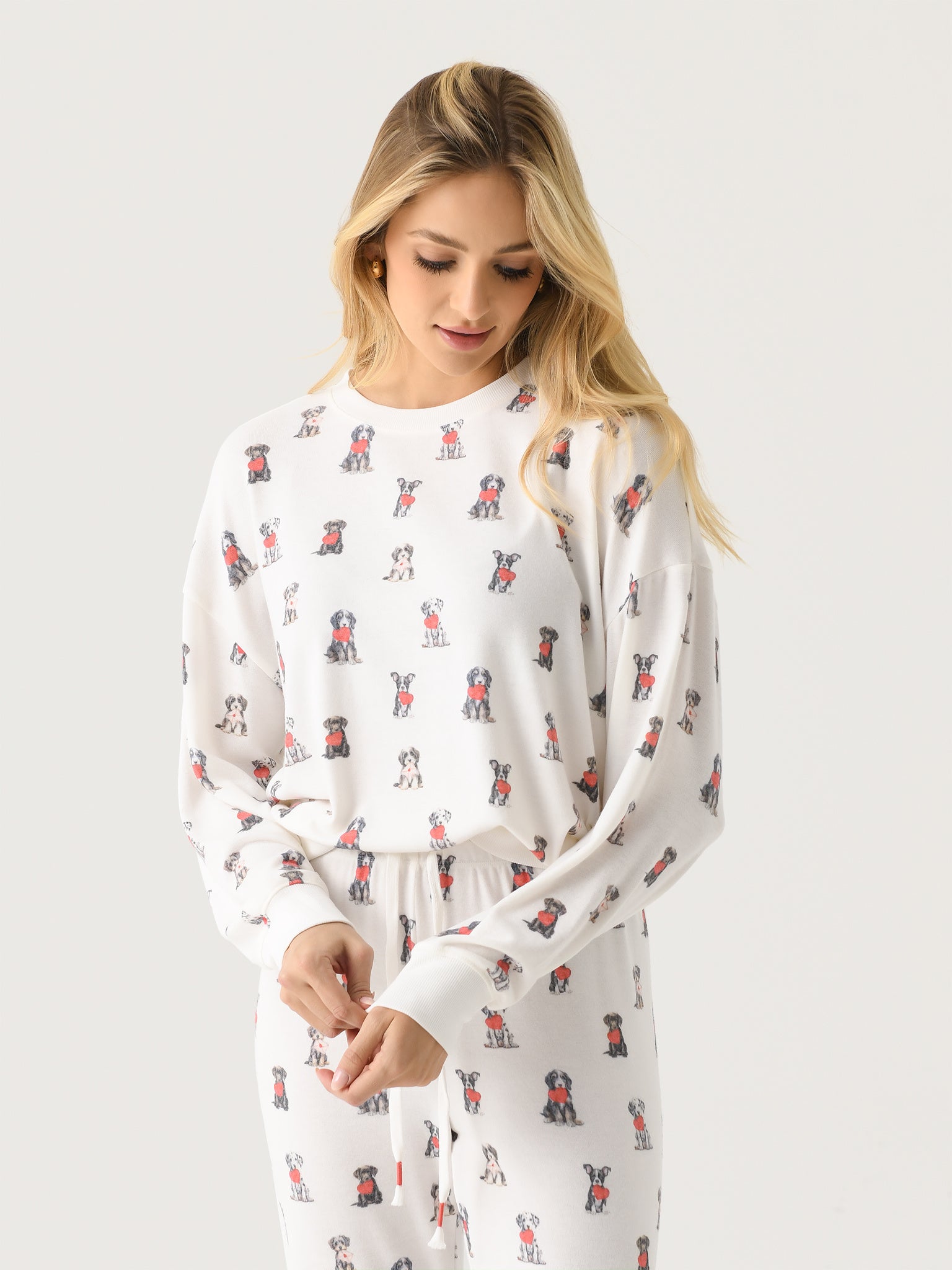 Z Supply Women's Elle Puppy Love Long Sleeve Top - Saint Bernard