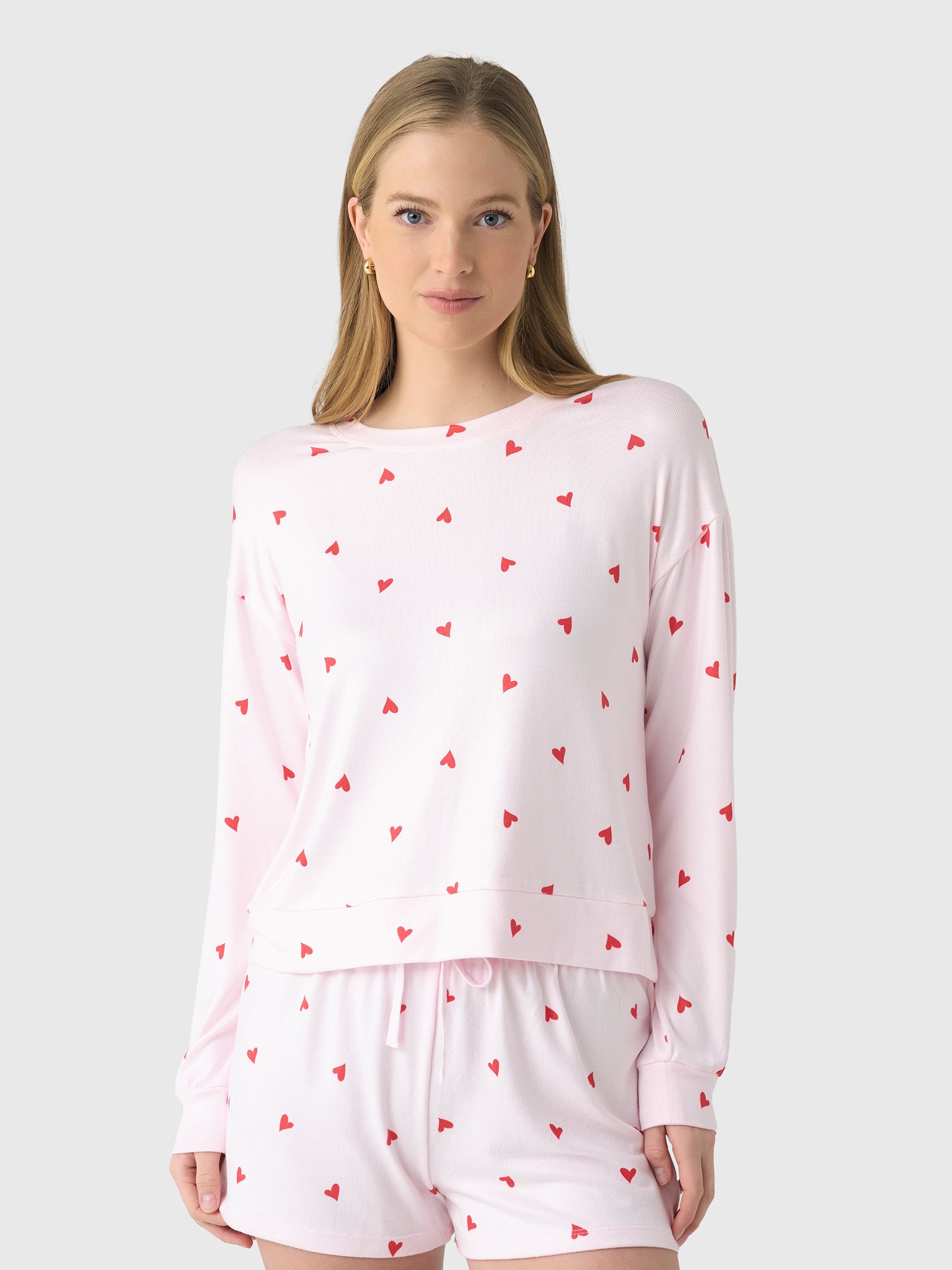 Z Supply Women's Mira Heart Long Sleeve Top - Saint Bernard