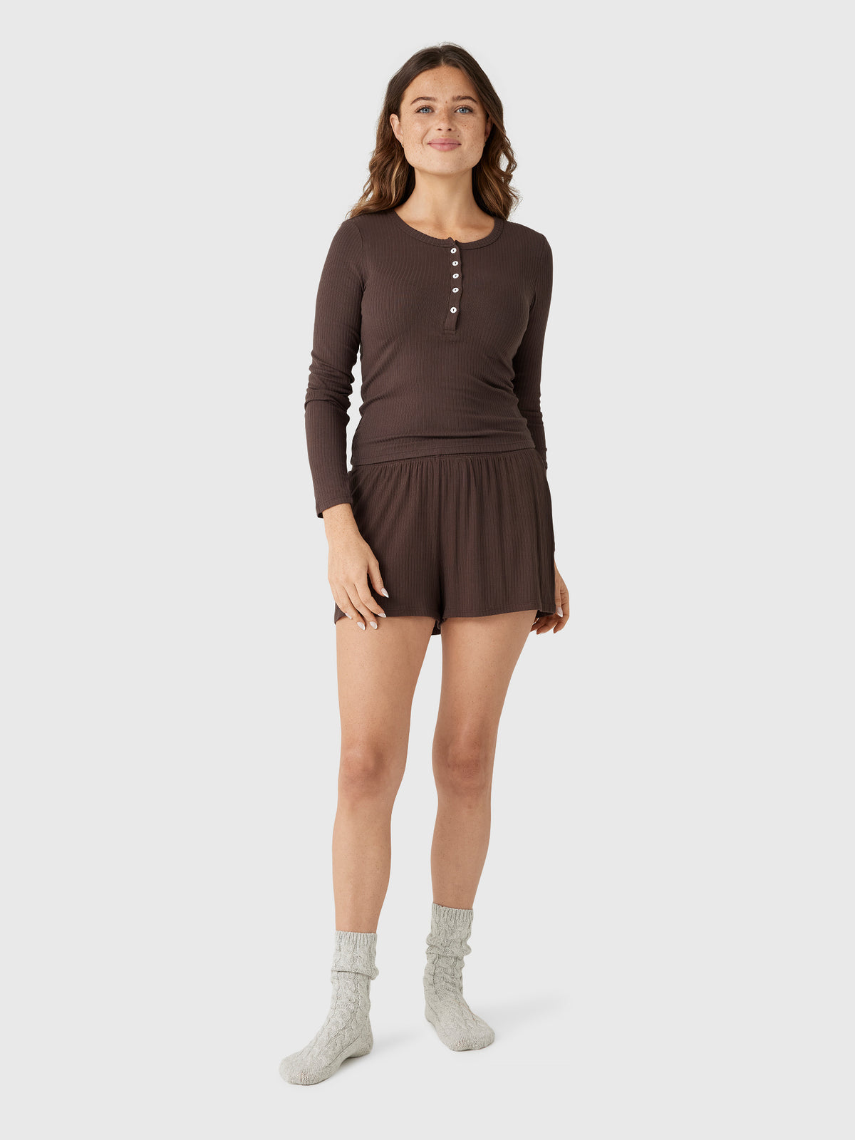 Z Supply Women's Just Right Rib Henley Top - Saint Bernard