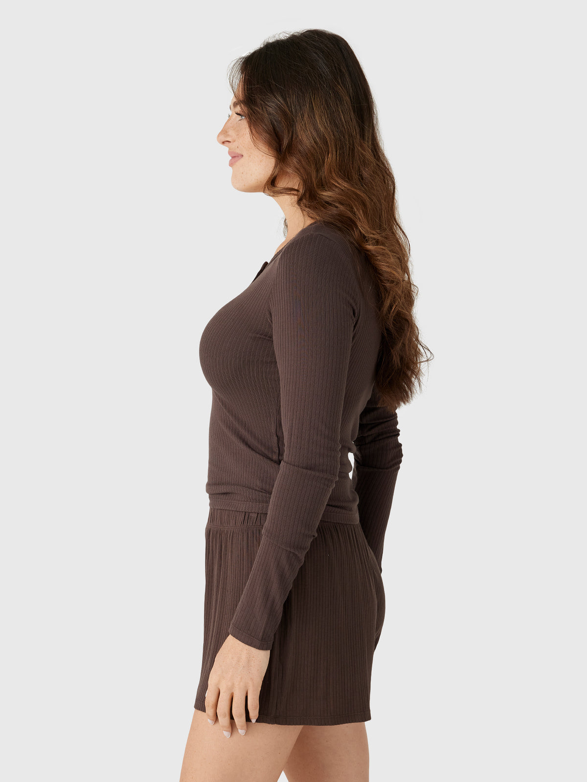 Z Supply Women's Just Right Rib Henley Top - Saint Bernard