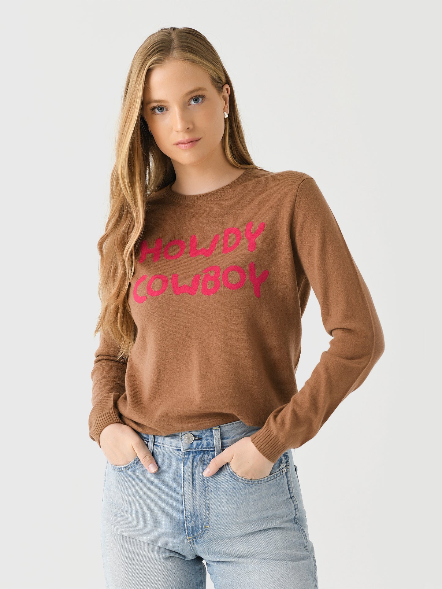 Jumper 1234 Women's Howdy Cowboy Crew Sweater - Saint Bernard