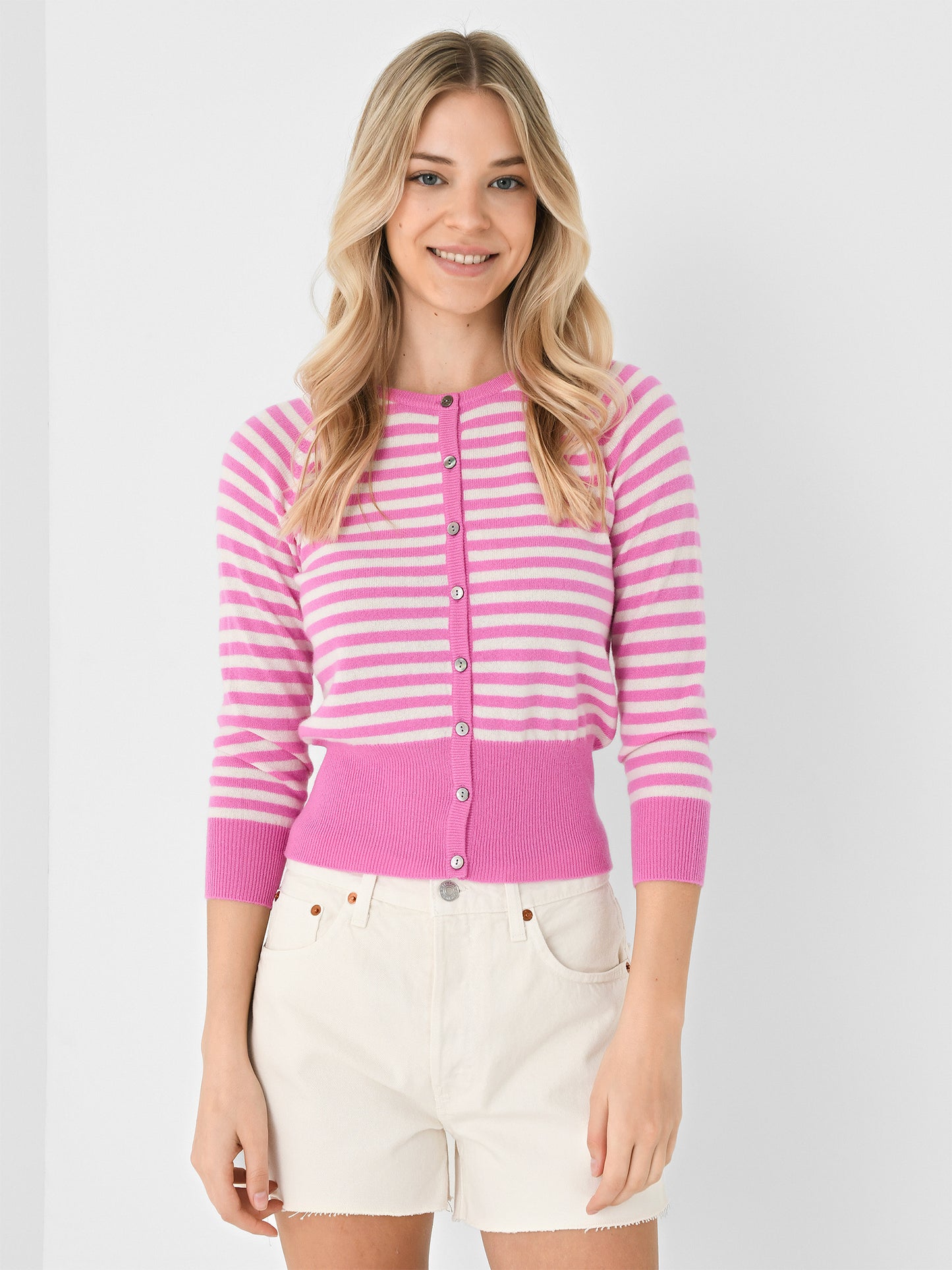 Jumper 1234 Women's Stripe Shrunken Cardigan - Saint Bernard