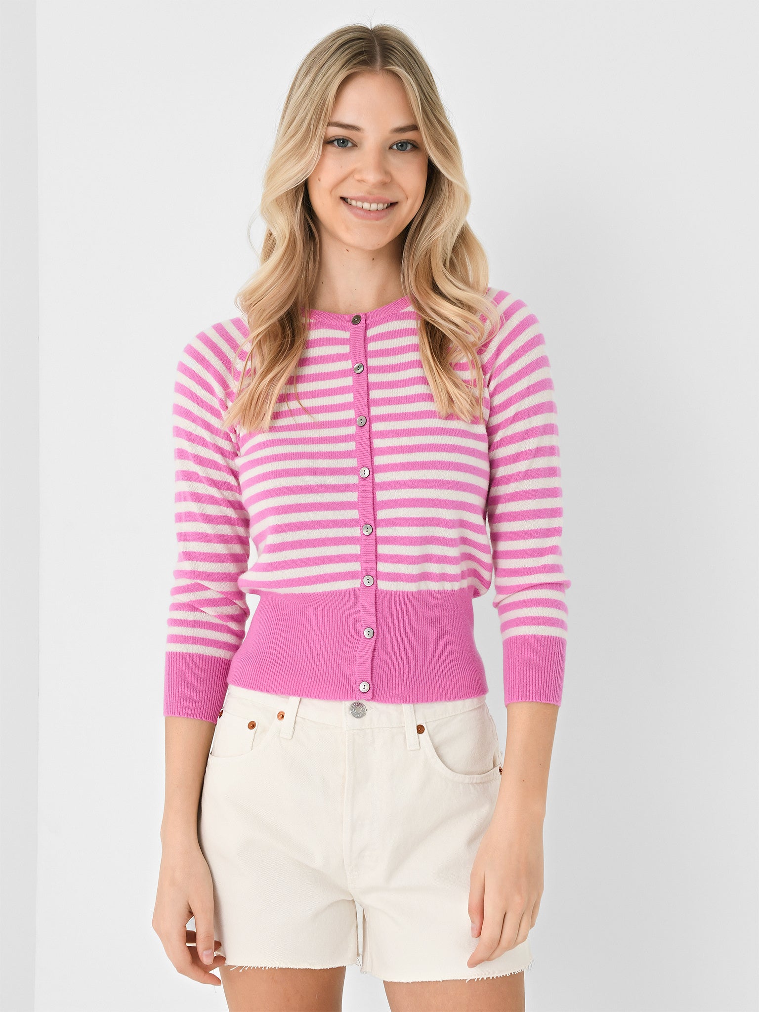 Jumper 1234 Women's Stripe Shrunken Cardigan - Saint Bernard