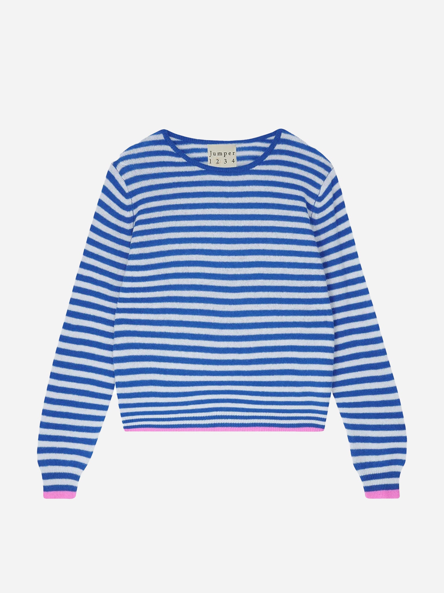 Jumper 1234 Women's Tipped Little Stripe Crew Sweater - Saint Bernard