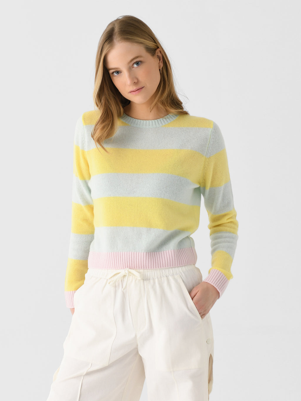 Jumper 1234 Women's Contrast Stripe Crew Sweater - Saint Bernard