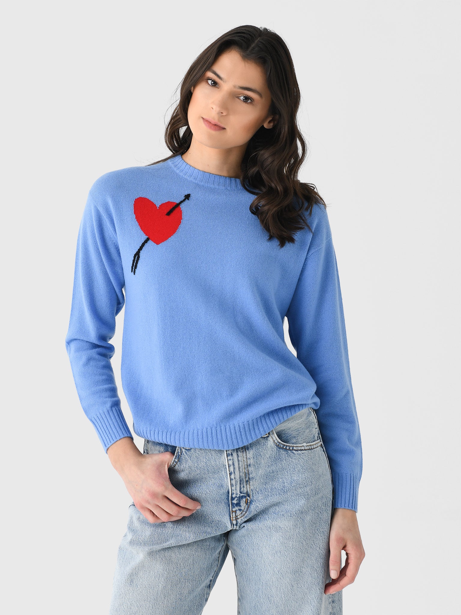 Jumper 1234 Women's Arrow Heart Crew Sweater - Saint Bernard