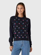 Jumper 1234 Women's Embroidered Floral Crew Sweater - Saint Bernard