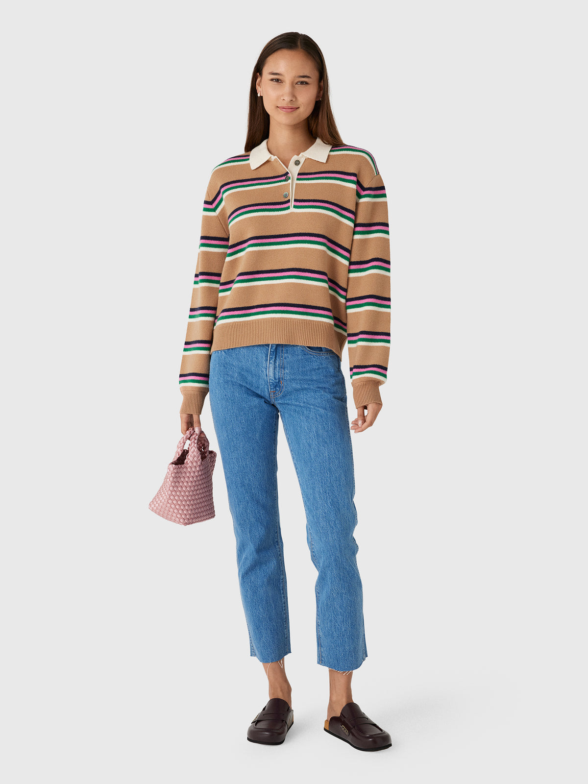 Jumper 1234 Women's Tipping Stripe Rugby Sweater - Saint Bernard