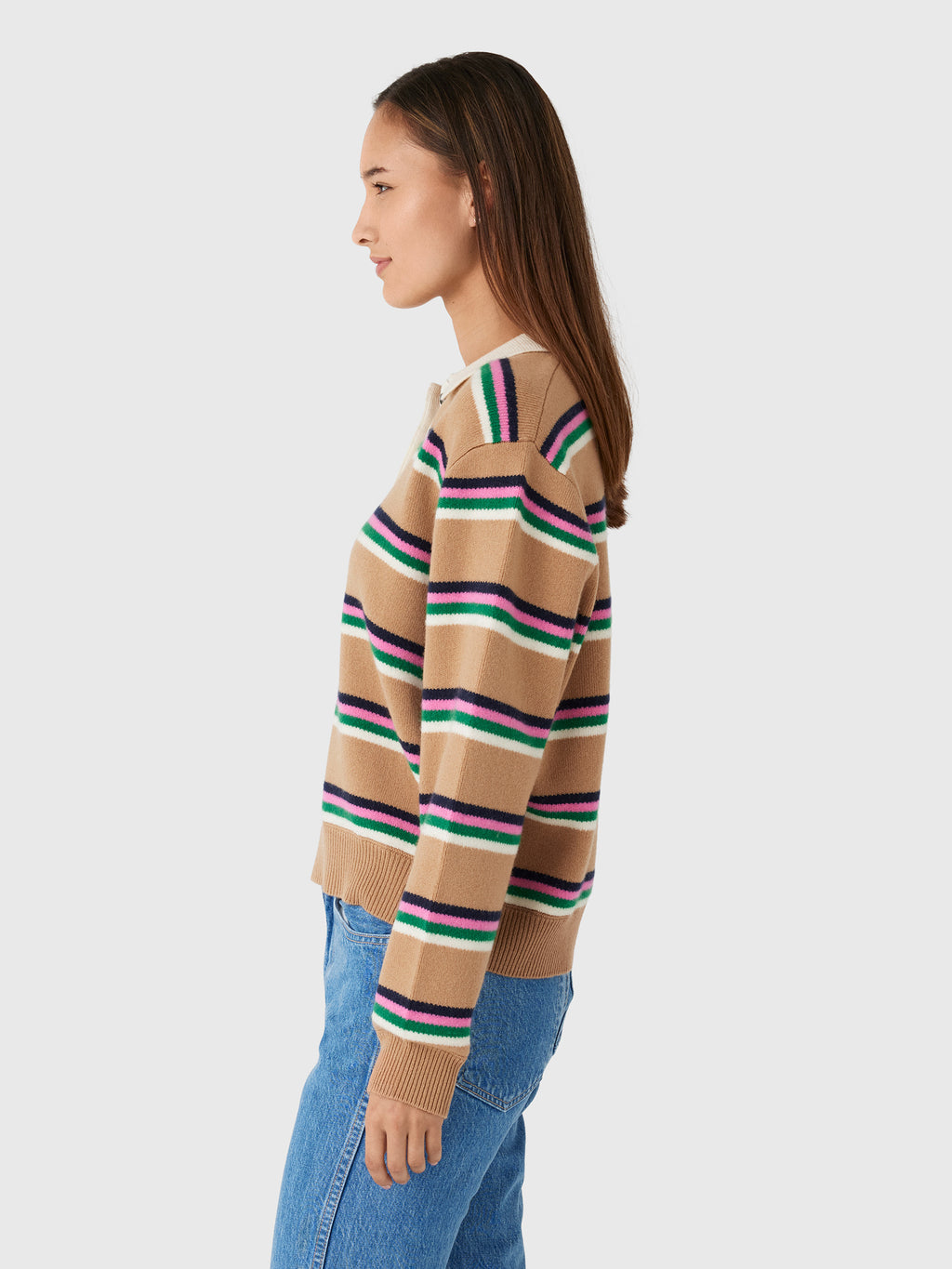 Jumper 1234 Women's Tipping Stripe Rugby Sweater - Saint Bernard