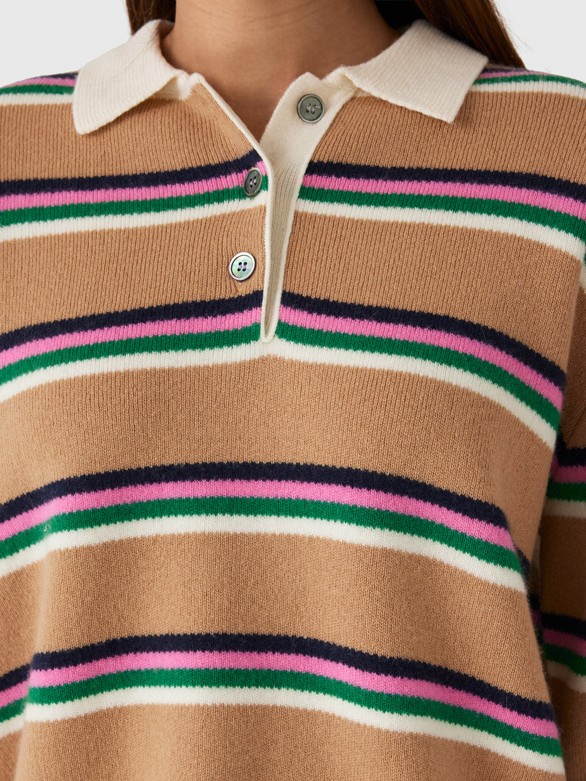 Jumper 1234 Women's Tipping Stripe Rugby Sweater - Saint Bernard