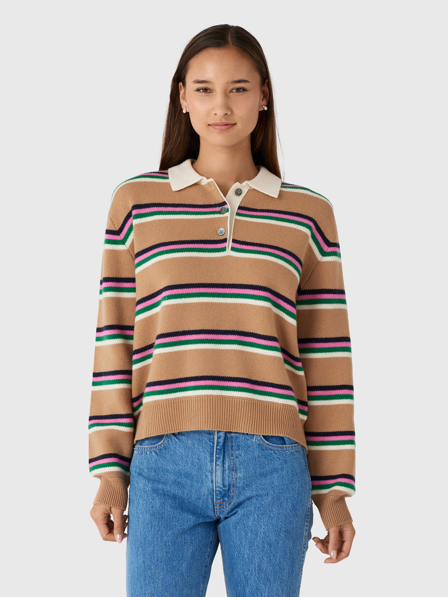 Jumper 1234 Women's Tipping Stripe Rugby Sweater - Saint Bernard
