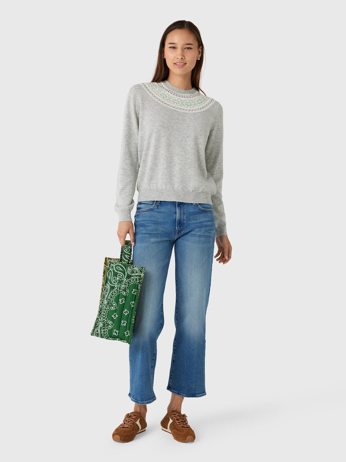 Jumper 1234 Women's Yoke Fairisle Crew Sweater - Saint Bernard
