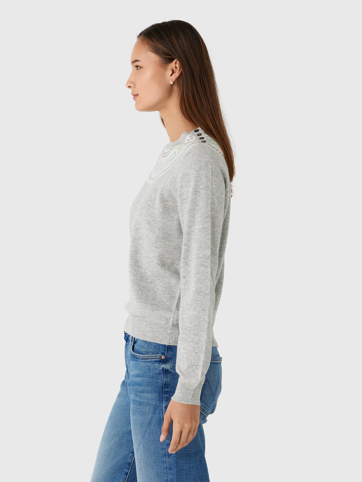 Jumper 1234 Women's Yoke Fairisle Crew Sweater - Saint Bernard