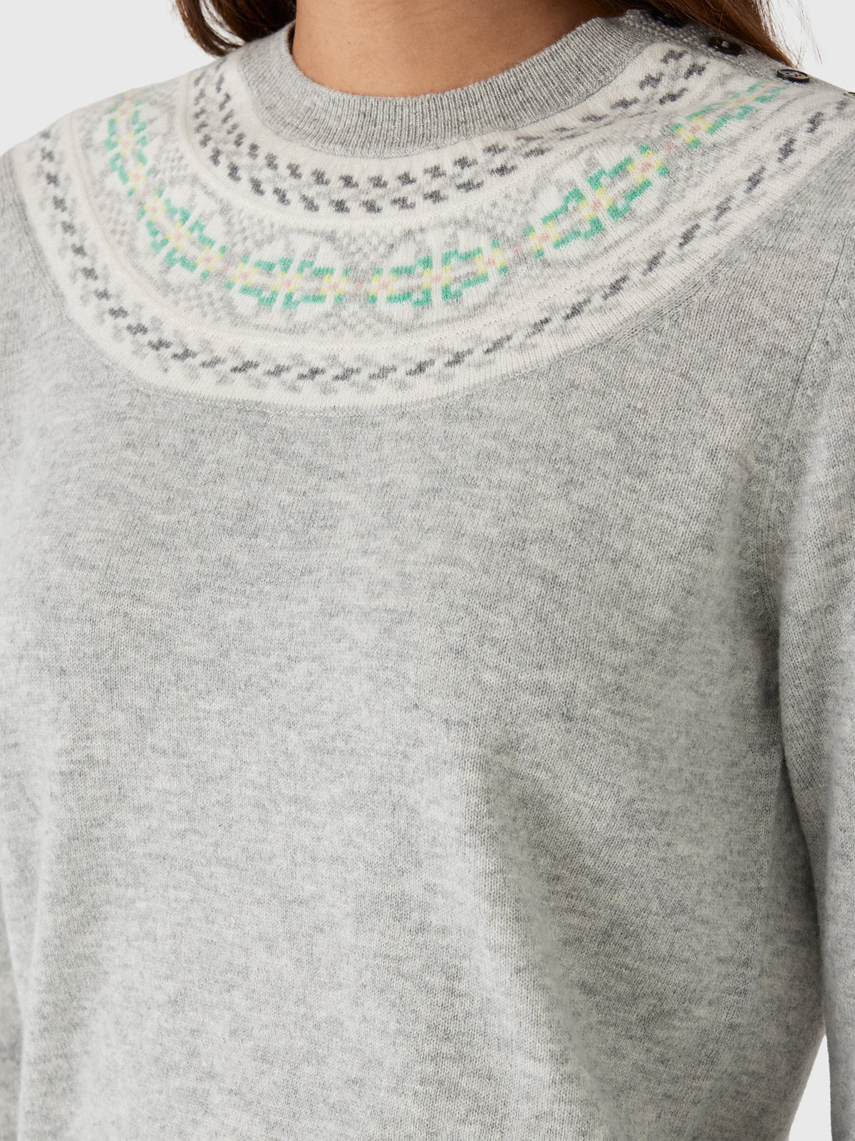 Jumper 1234 Women's Yoke Fairisle Crew Sweater - Saint Bernard