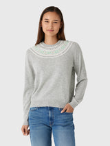 Jumper 1234 Women's Yoke Fairisle Crew Sweater - Saint Bernard
