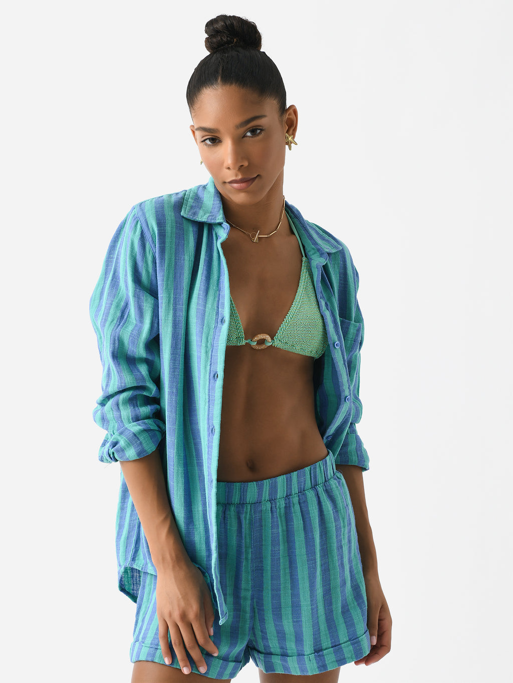Z Supply Women's Saturday Stripe Gauze Shirt - Saint Bernard