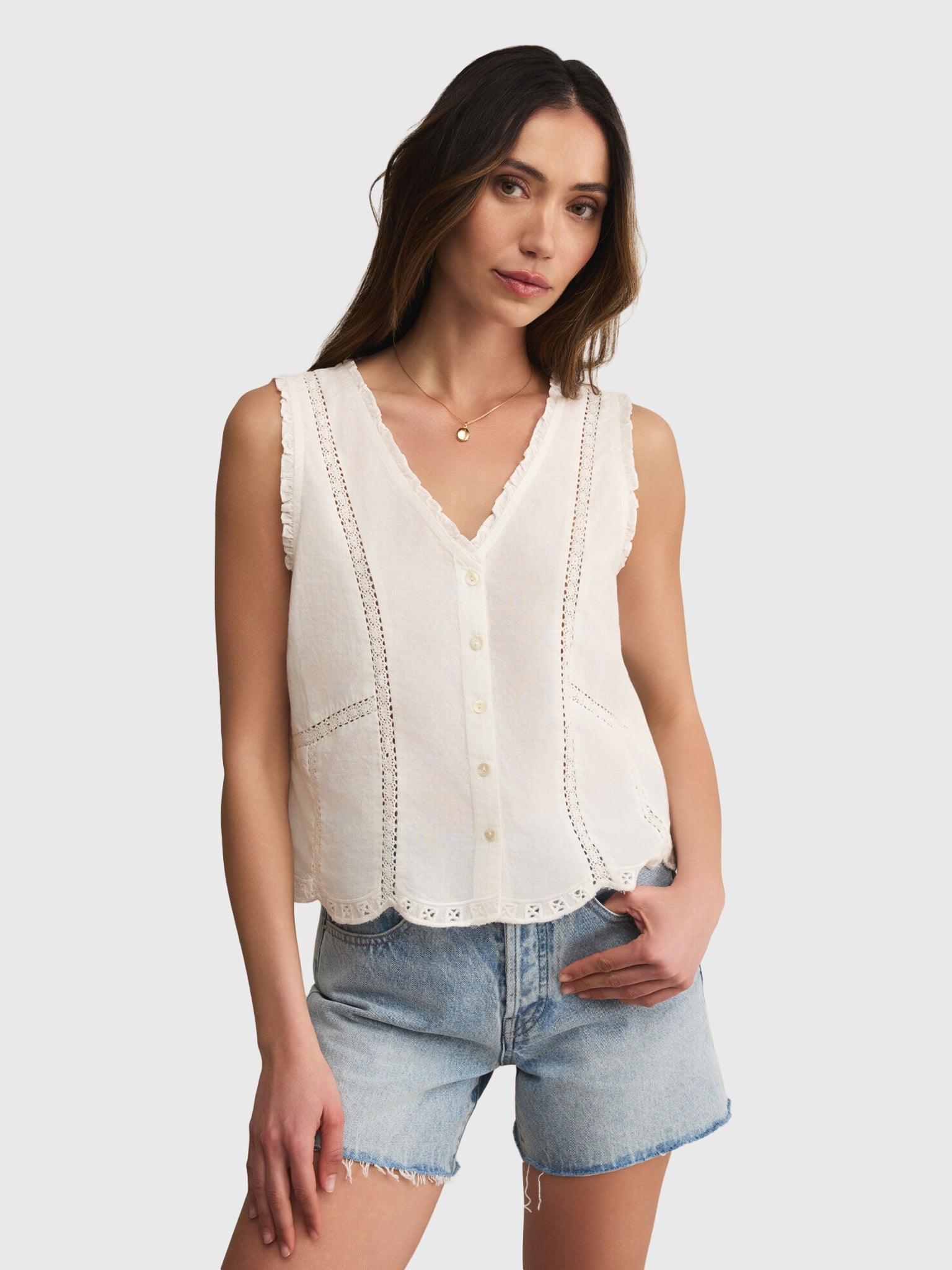 Z Supply Women's Tomi Embroidered Tank - Saint Bernard