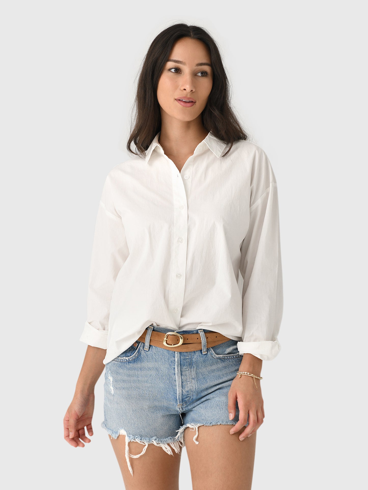 Z Supply Women's Elevated Poplin Button Up Shirt - Saint Bernard