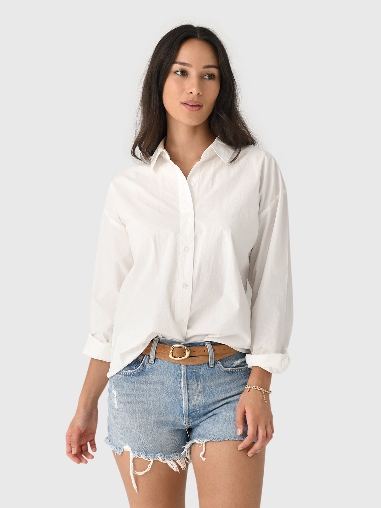 Z Supply Women's Elevated Poplin Button Up Shirt - Saint Bernard