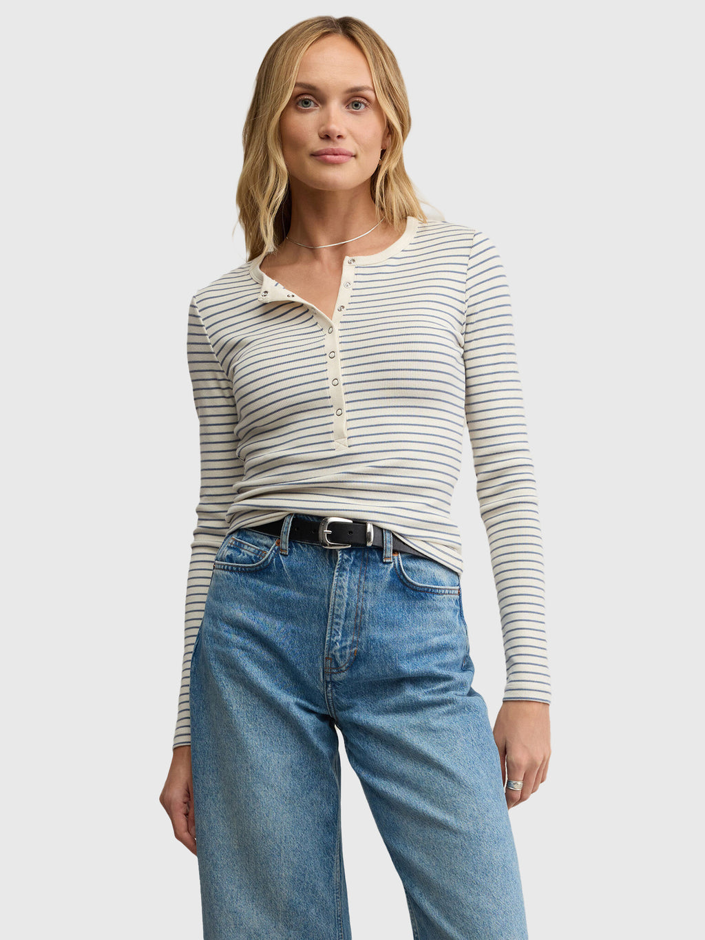 Z Supply Women's Stella Stripe Henley - Saint Bernard