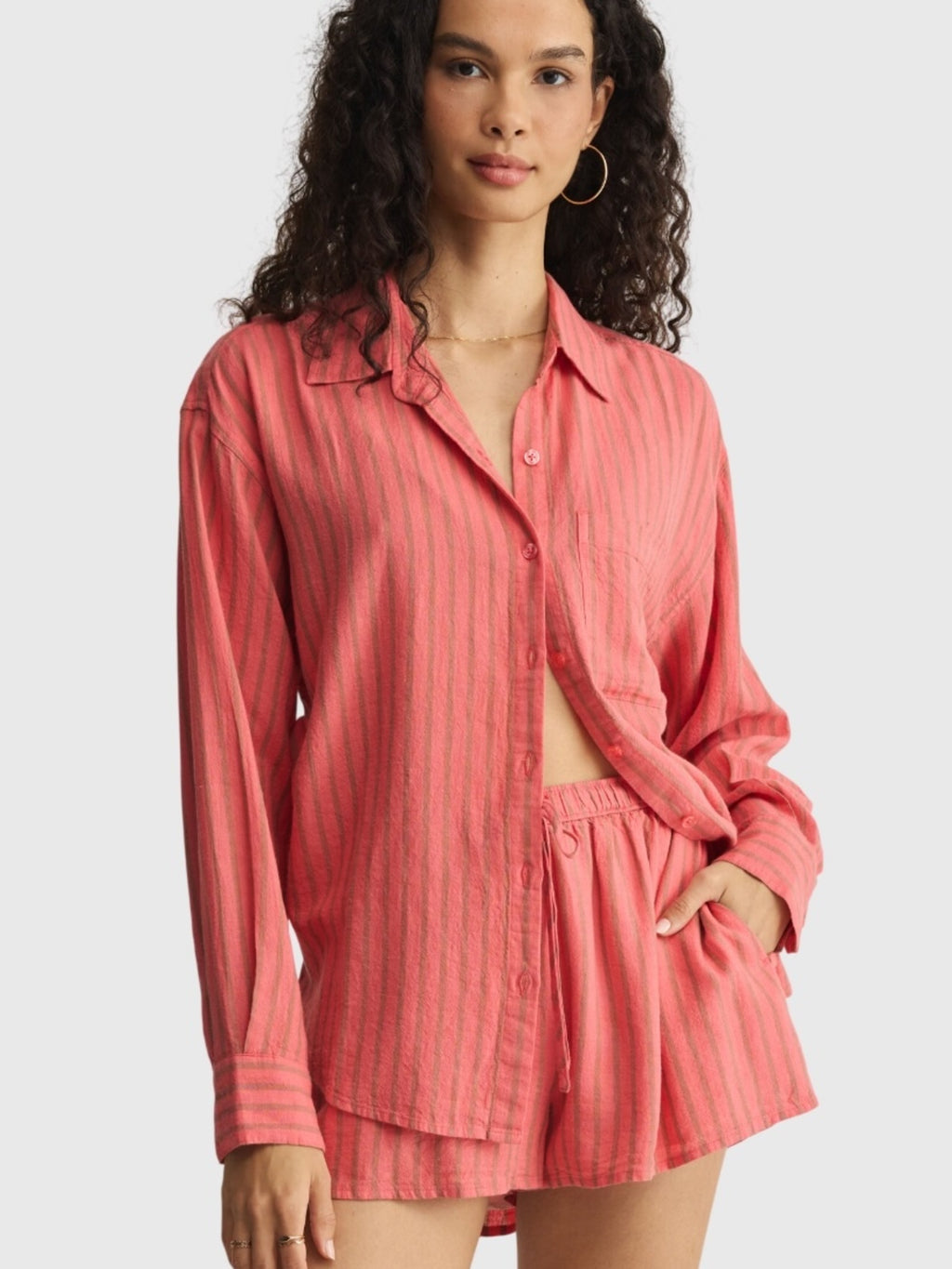 Z Supply Women's The Perfect Striped Button Up - Saint Bernard