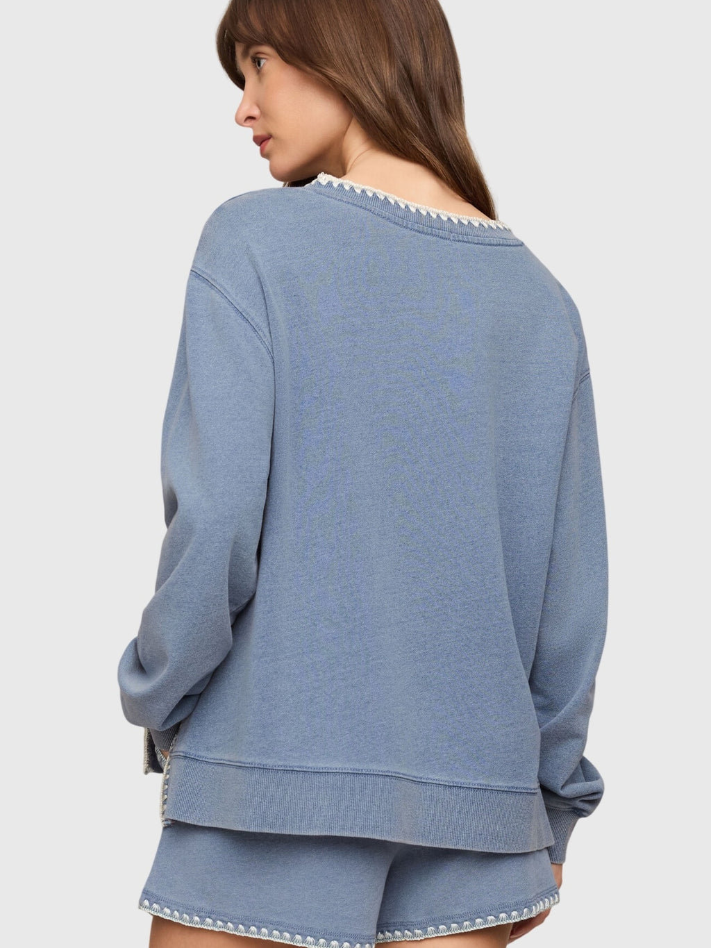 Z Supply Women's Cam Knit Denim Whipstitch Top - Saint Bernard