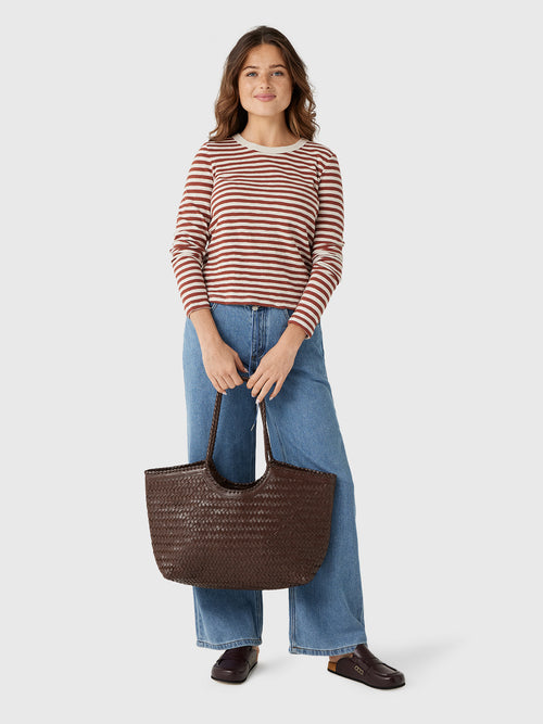 Z Supply Women's Junie Long Sleeve Stripe Slub Tee - Saint Bernard