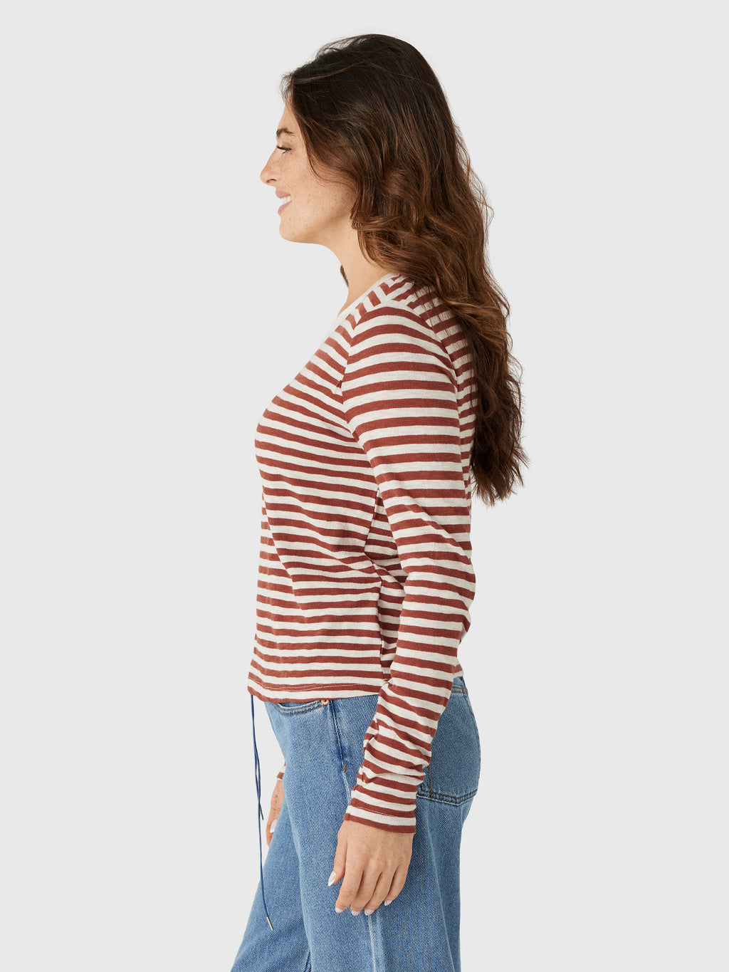 Z Supply Women's Junie Long Sleeve Stripe Slub Tee - Saint Bernard