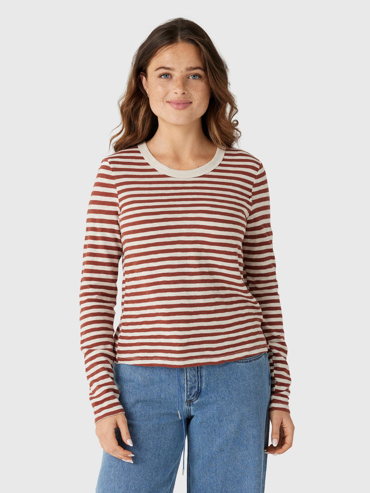 Z Supply Women's Junie Long Sleeve Stripe Slub Tee - Saint Bernard