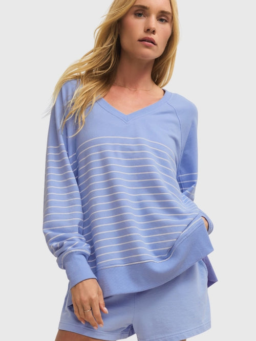 Z Supply Women's Weekender Stripe V-Neck Sweatshirt