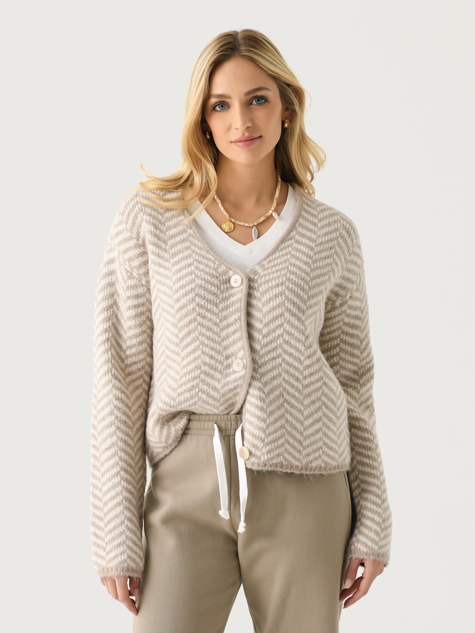 Z Supply Women's Naomi Herringbone Cardigan - Saint Bernard