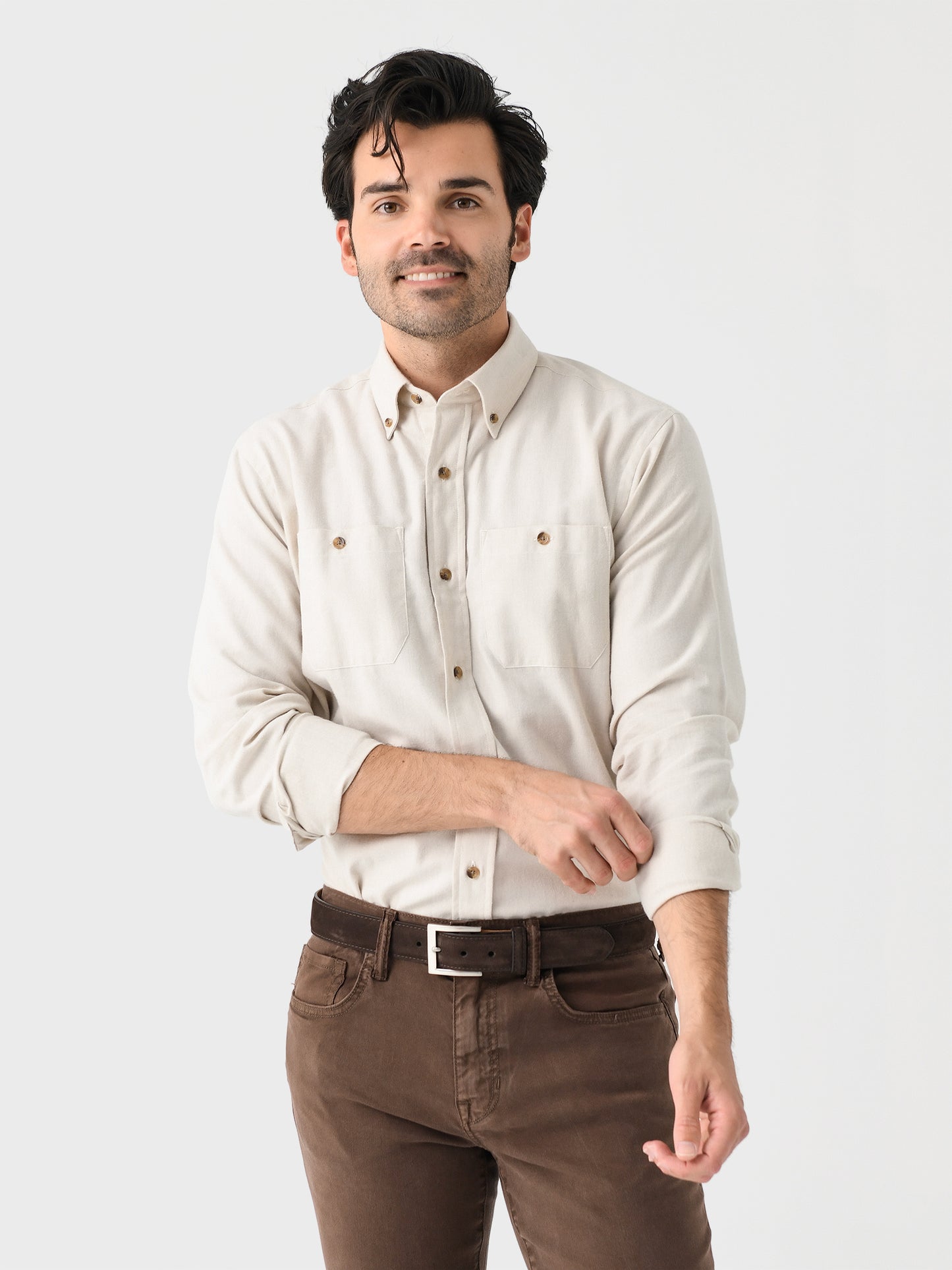 Tom Beckbe Men's Brushed Cotton Twill Shirt - Saint Bernard