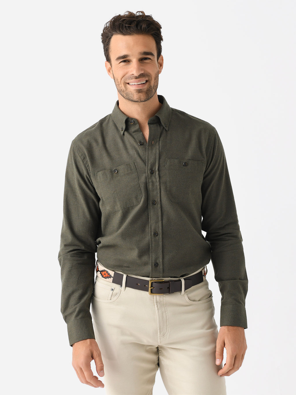 Tom Beckbe Men's Brushed Cotton Twill Shirt - Saint Bernard
