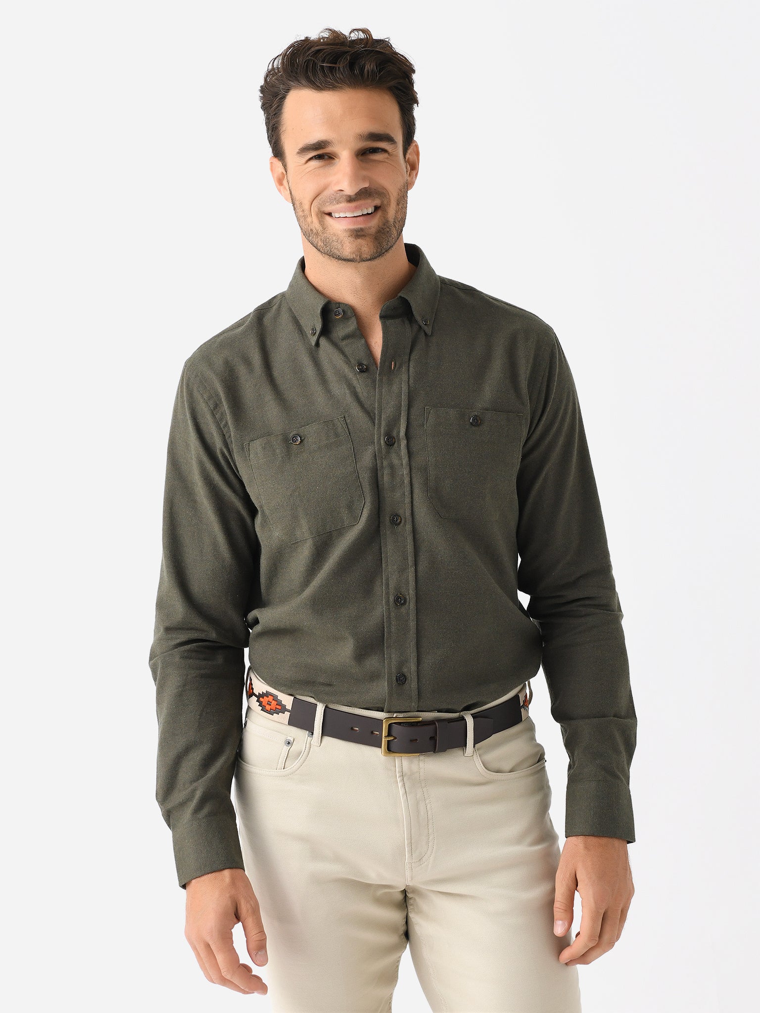 Tom Beckbe Men's Brushed Cotton Twill Shirt - Saint Bernard
