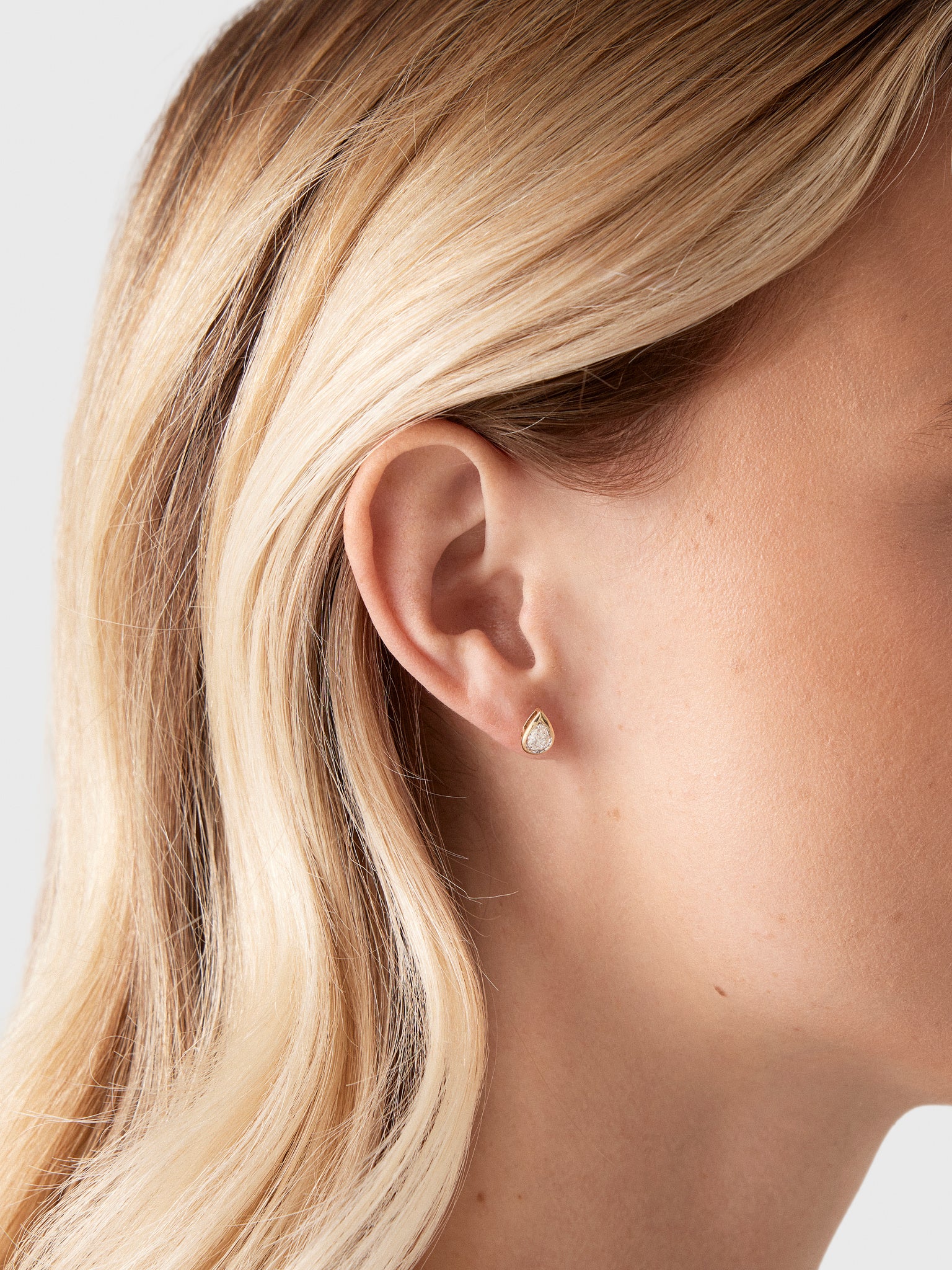 Francie B. Pear Bezel Diamond Earrings - Saint Bernard
