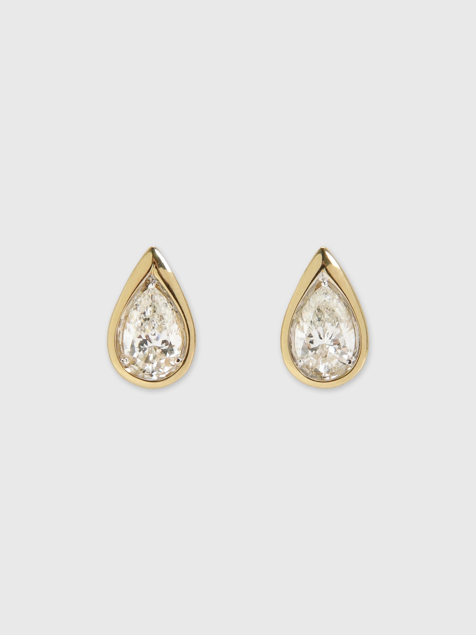 Francie B. Pear Bezel Diamond Earrings - Saint Bernard