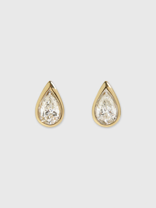 Francie B. Pear Bezel Diamond Earrings - Saint Bernard
