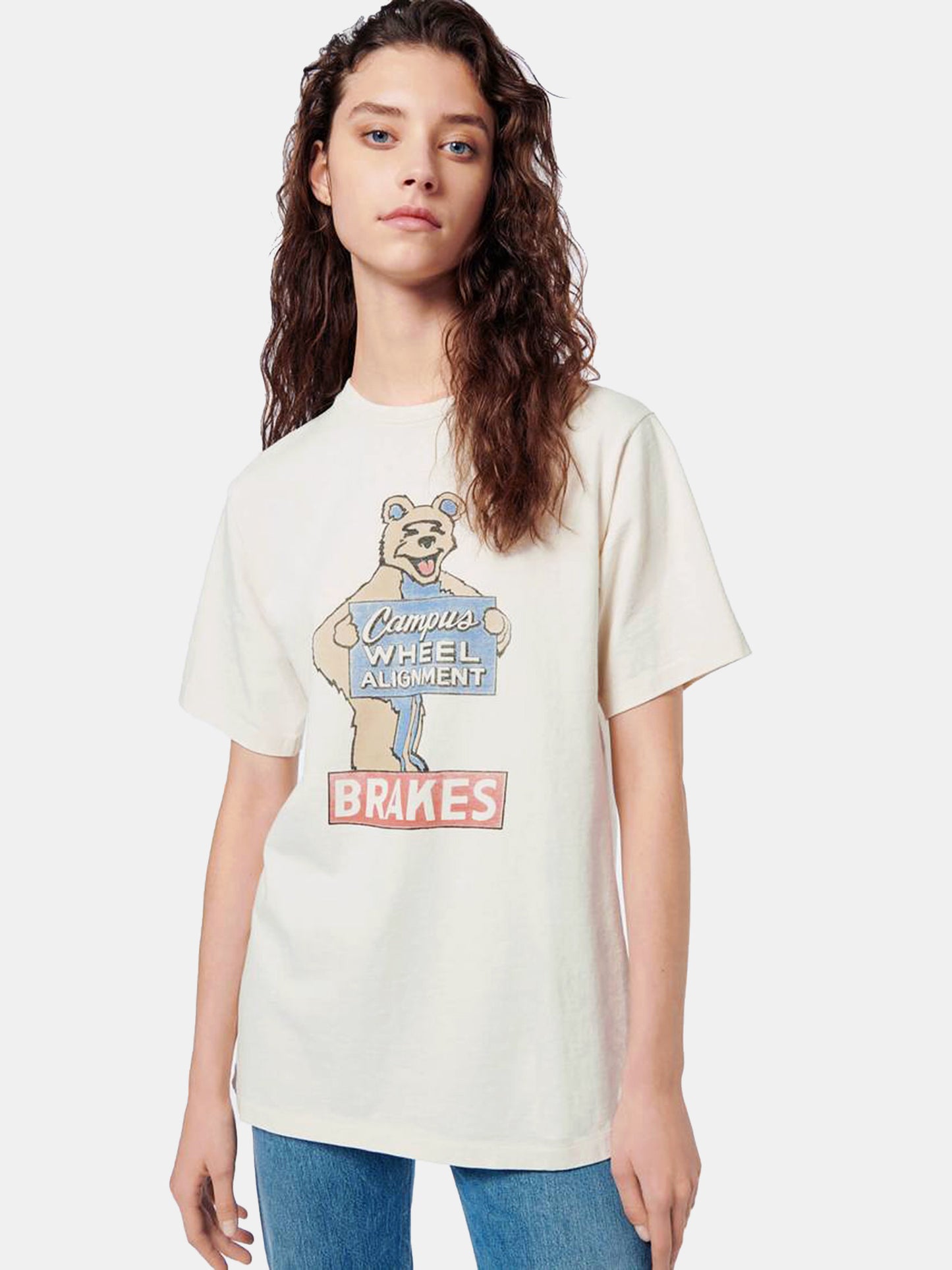 Re/Done Women's 80' Oversized "Campus Wheel" Tee - Saint Bernard