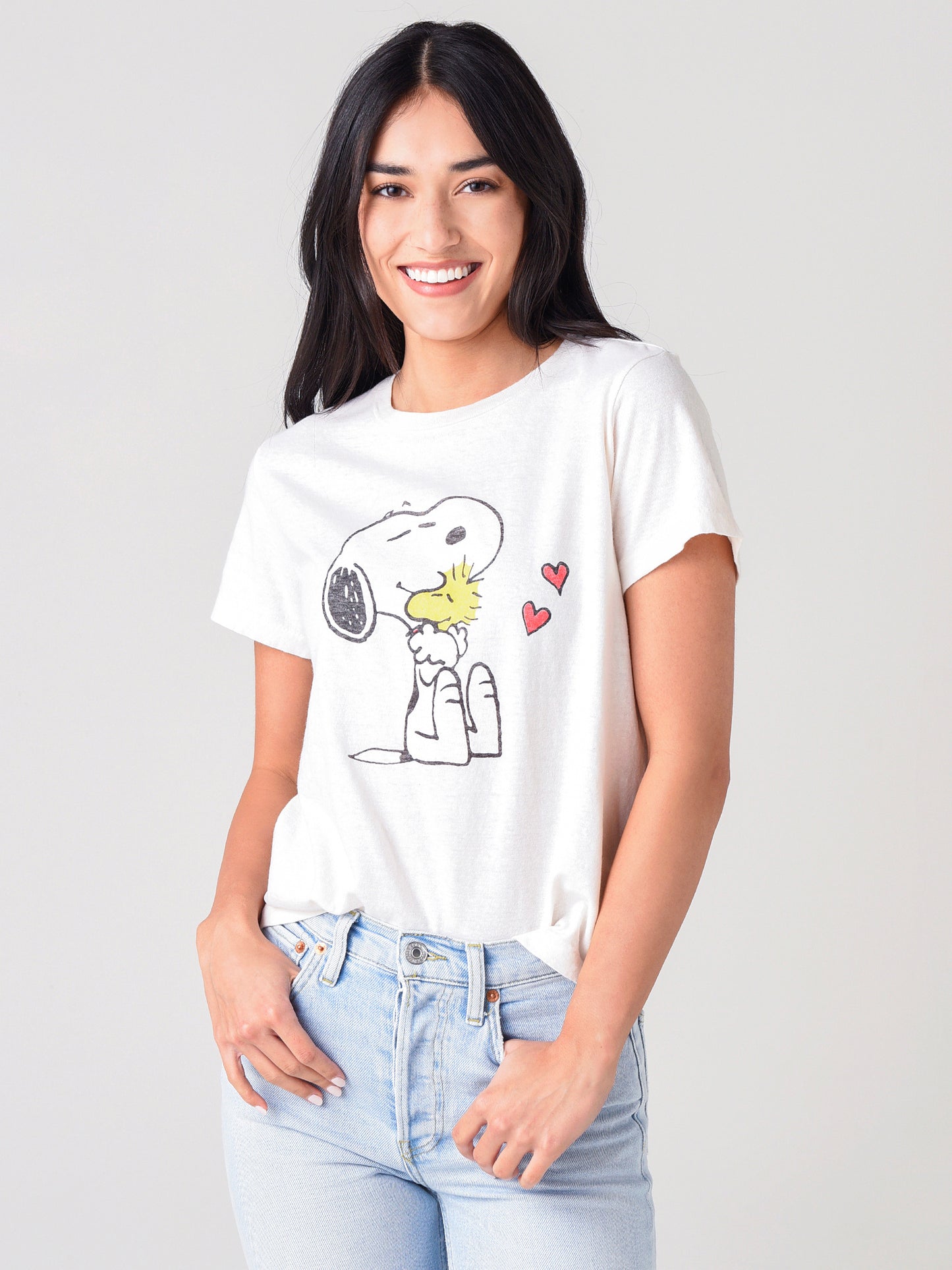 Re/Done Women's Snoopy & Woodstock Love Tee - Saint Bernard