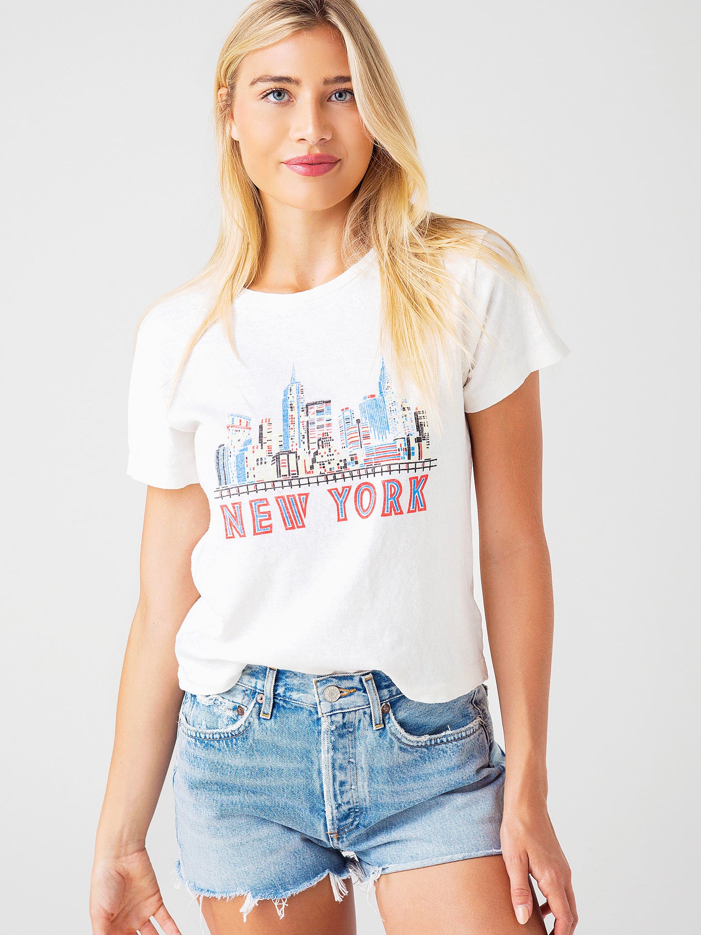 Re/Done Women's Classic "NY Skyline" Tee - Saint Bernard