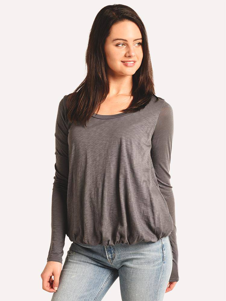 Stateside Gathered Hem Long Sleeve Tee - Saint Bernard